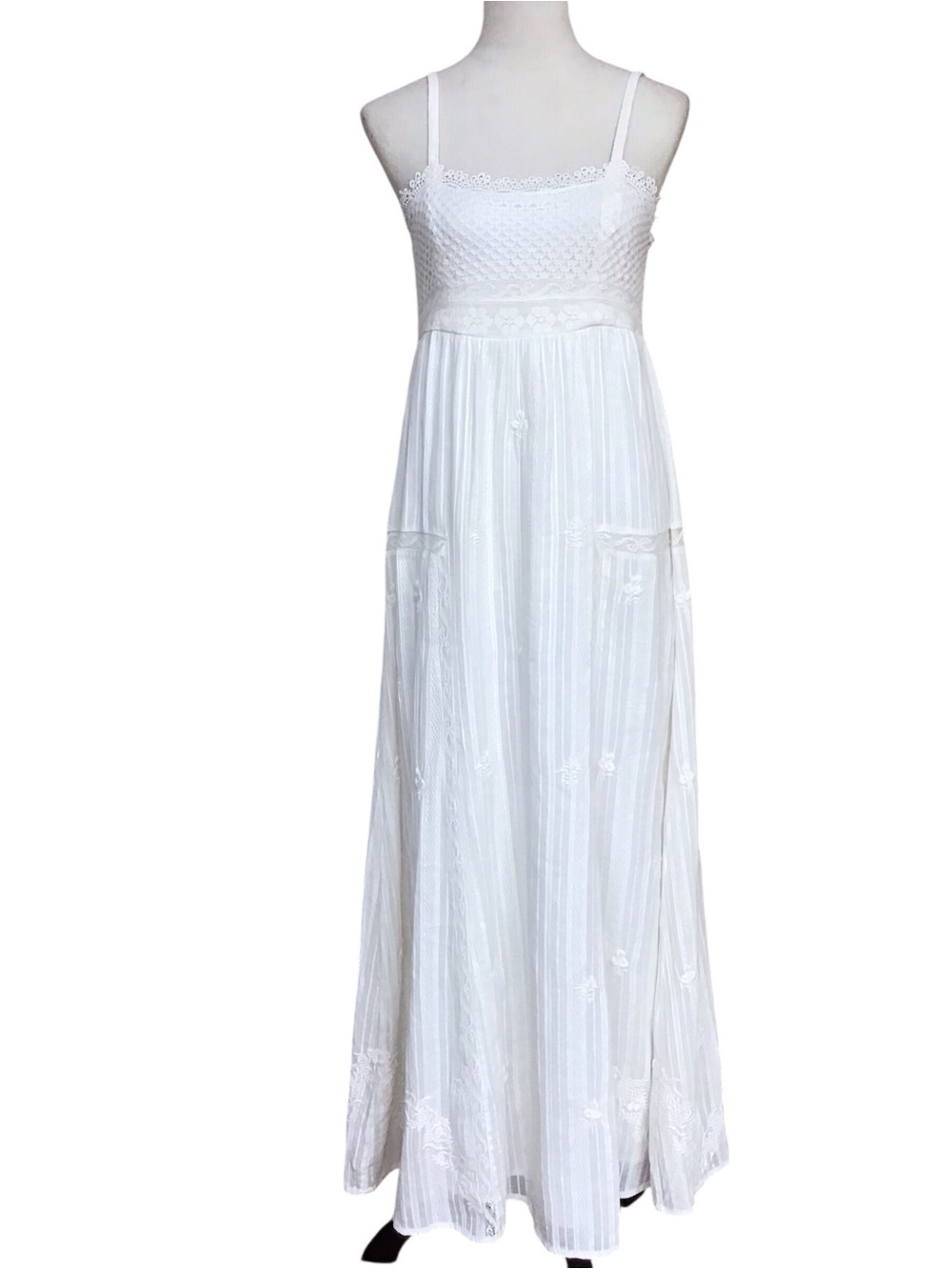 Sundance Ivory Lace Embroidered Sleeveless Maxi Dress NEW